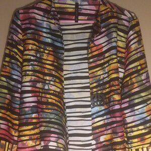 IC By Connie K Jacket Blazer Splash Stripe Textured Asymmetrical Hem Size Large